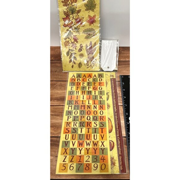 Fall Harvest Embellishment Value Pack Stickers Tags Ribbons buttons Scrapbooking - Picture 4 of 7
